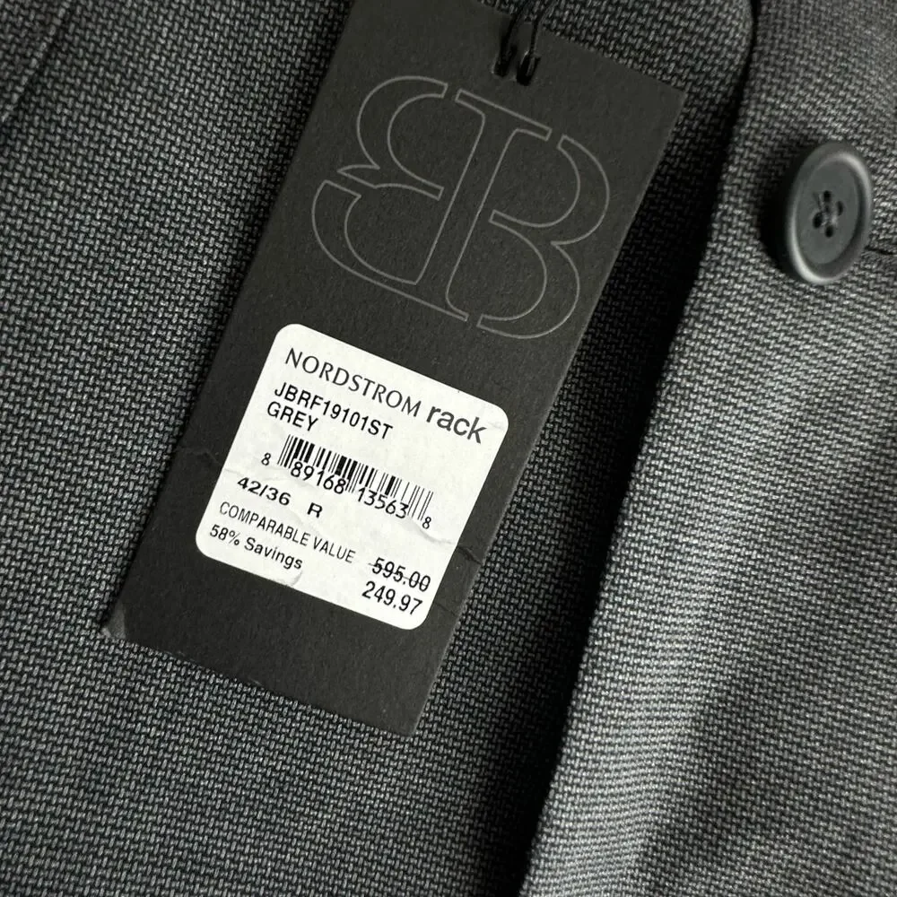 JB Britches Mens 42R Logan Gray Wool Sport Coat Jacket Blazer